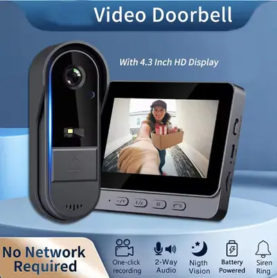 M15S Wireless Video Doorbell, IP65 Waterproof, Night Vision, Large Battery - 2