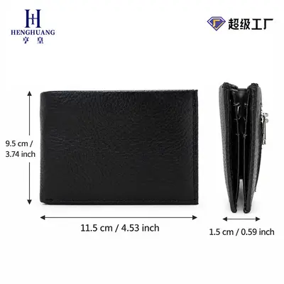 Men's Short Genuine Leather Wallet with Magnetic Clasp - 4