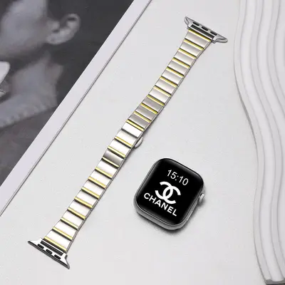 Apple Watch S10/11 için metal bambu eklemli kordon, kelebek toka - 10