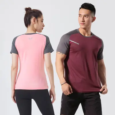 Unisex Nefes Alabilen Kısa Kollu Fitness Tişörtü, Hızlı Kuruyan, Elastik