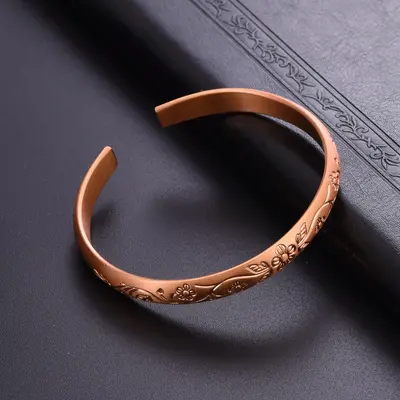 Bakır bilezik, şifoniye çiçek, ayarlanabilir