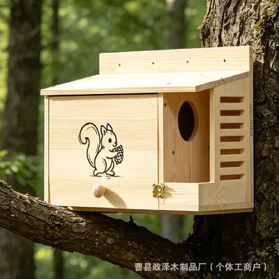 Wall-Mounted Wooden Pet Feeder for Parrots and Hamsters