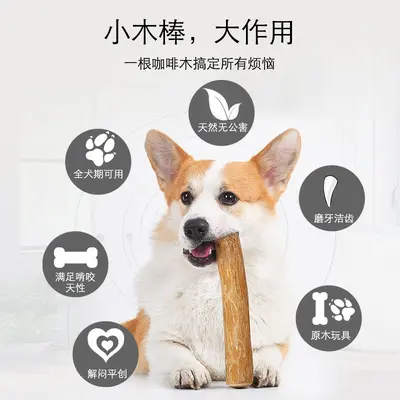 Natural Coffee Wood Dog Chew Stick, Durable Teeth Cleaning Chew Toy - 4