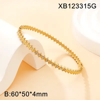 Titanstahl-Armband mit Vergoldung und Weizenähren-Design - 6