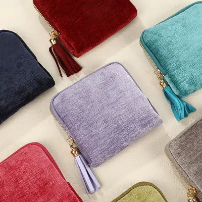 Quadratische Schmucktasche mit Quastenreißverschluss, tragbare Reisetasche