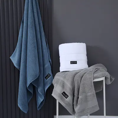 Hilton bath towel 100% cotton plus 5A class antibacterial hotel beauty salon beach towel embroidered logo pure cotton towel - 5