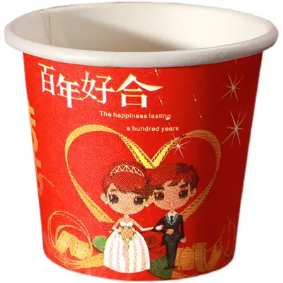 Red Wedding Toast Cups, Small Thick Disposable Paper Cups