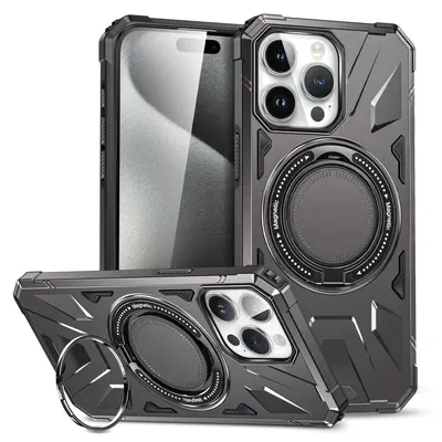 Phone case for iPhone 15 Pro Max, magnetic stand, PC+TPU - 10