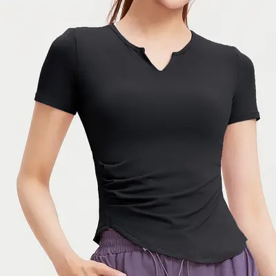 Kadın Kısa Kollu Elastik Yoga ve Koşu T-Shirt Nefes Alabilir - 7