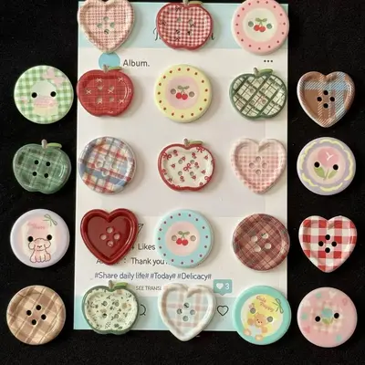Renkli retro ekose DIY süs düğmesi karışık paket