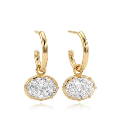 Damen-Oval-Ohrringe, Strass, leichte Luxus - 8