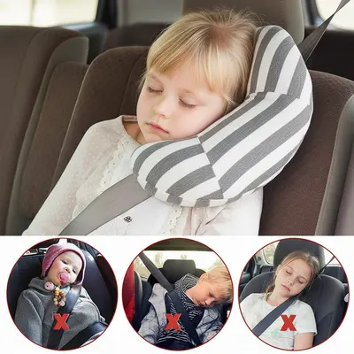 Car neck pillow with shoulder protector, child-friendly