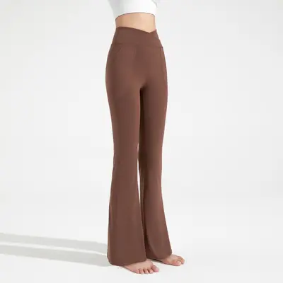 Antibacterial Women's Flared Yoga Pants, High-Waist Hip-Lifting
