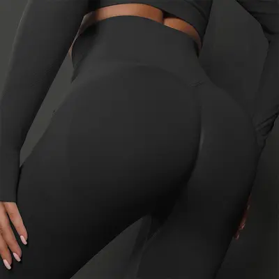 Seamless Peach Hip Long Yoga Pants, High Waist, High Stretch - 8