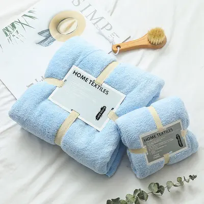 Mercan velvet towel bath towel set two-piece facial towel soft absorbent parent-child towel set home gift gift item - 11