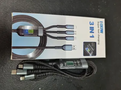 100W超级快充加长三合一数据线usb适用苹果三合一typec车载编织 - 8