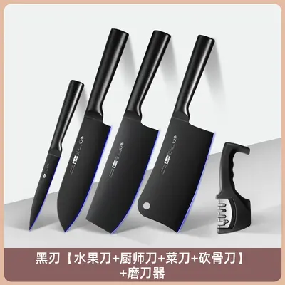 Black steel kitchen knife set, 3-piece knife and cutting board - 6