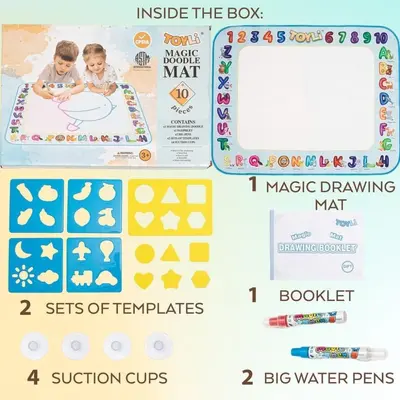 Large Magic Water Doodle Mat for Kids, 7 Colors, Educational Early Learning Toy - 3