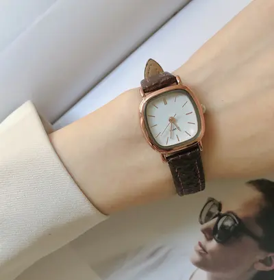 Korean-style quartz watch, leather strap, couple model - 10