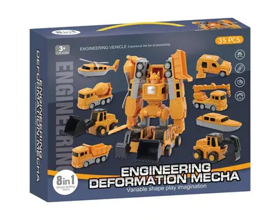 Children's Magnetic Toy Car, Buildable Construction Vehicle, Transforming King Kong Robot - 8