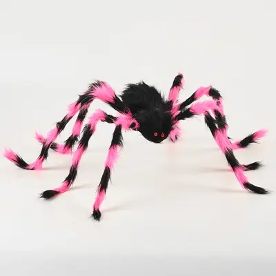 Halloween-Dekoset mit extra großem Spinnennetz und Plüschspinne - 7
