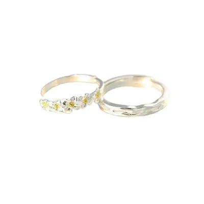 Gardenia Couple Ring Set His and Hers Anniversary Gift - 5
