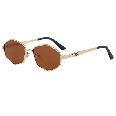 Retro Polygonal Metal Frame Polarized Sunglasses for Men, Fishing and Driving - 7