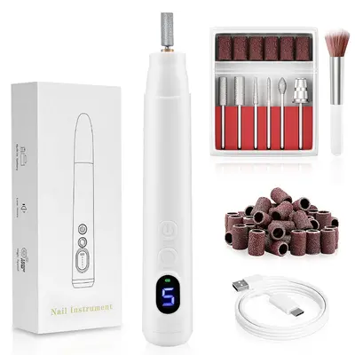 Electric Nail Drill Manicure Pedicure Tool Set Portable Rechargeable Nail File Grinder - 13