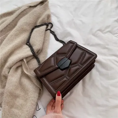 Women's Studded Chain Strap Small Square Crossbody Bag - 8