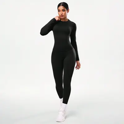 Damen-Yoga-Set, 2-teilig, Langarm, Leggings - 8