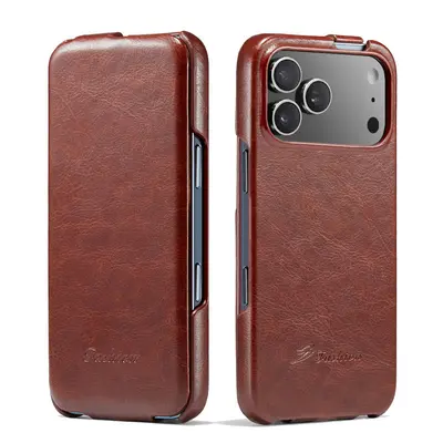适用iPhone17 Air疯马纹上下翻盖手机皮套S26Plus保护套超薄商务 - 1