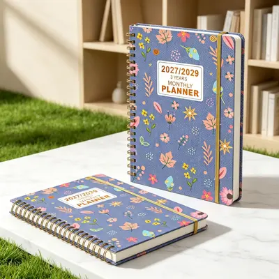 2027-2029 English Spiral Planner Notebook, A5