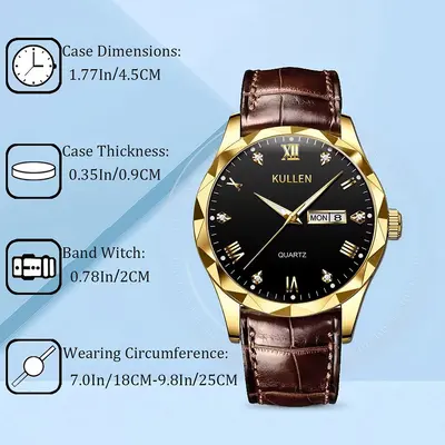 Swiss men's watch, quartz, ultra-thin, calendar, waterproof - 3