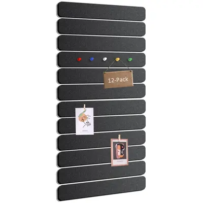 12-teiliges Filzpinnwand-Set mit Wand-Klebenotizen