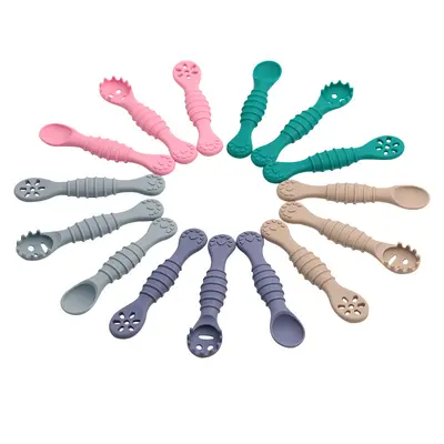 Baby Silicone Teething Spoon, Double-Head Soft, for Baby Food