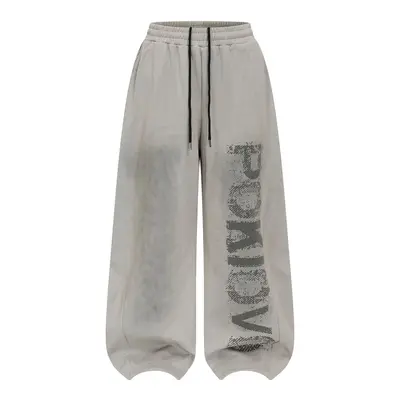 Kadın harf baskılı yıkamalı eskitme geniş paça eşofman pantolon - 8