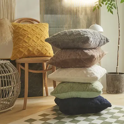 Amazon Plüsch Stereo Jacquard Kissenbezug optional Funktionen Sofakissenbezug Kissenbezug einfach geometrisches Quadrat Kissen - 4