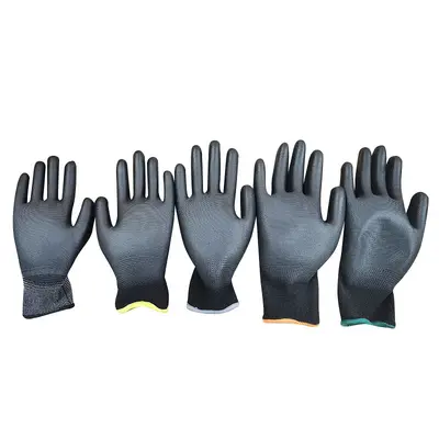 13-gauge nylon black PU-coated palm gloves dust-free digital factory anti-static coating protective work safety gloves wholesale