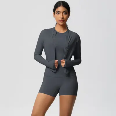 Yoga Three-Piece Set, Nude-Feel Brushed Fabric, Solid Color - 12