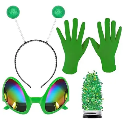 Halloween Alien Antenna Headband, Glasses and Gloves Cosplay Party Set
