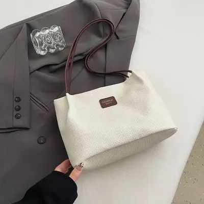 Large Capacity Women's Single Shoulder Bag, Simple Design, Commuter Tote Bucket Bag - 10