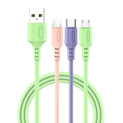 Sıvı bir ila üç veri kablosu Apple tipi-c Android USB hızlı şarj kablosu için uygun üçü bir arada cep telefonu şarj kablosu - 6