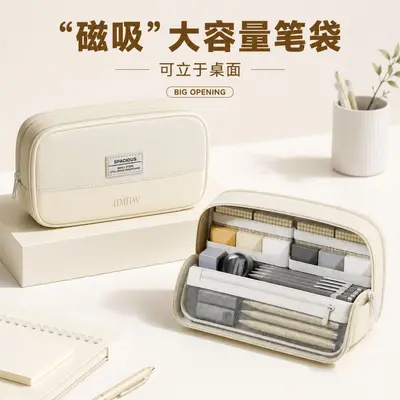 Magnetic Pencil Case Niche Unique Design 2026 New High-Looking Stationery Box Simple Large Capacity High School Student Pencil Box