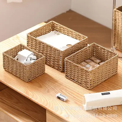 Various storage boxes cosmetic storage boxes snack storage boxes office side table storage baskets wholesale - 2