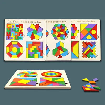 Tangram-Puzzlebausteine, runde und herzförmig, Lernspielzeug