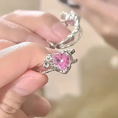 十只装】戒指韩版爱心女小众设计百搭轻奢指环姐妹戒指可调节 - 6