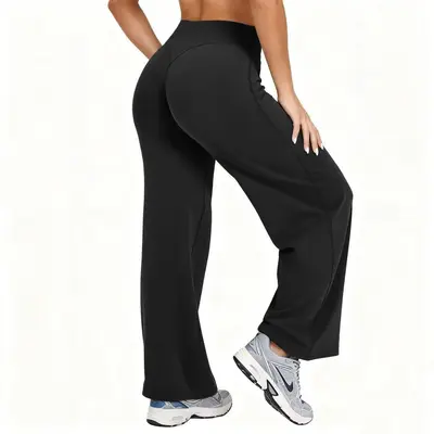 Women's Wide-Leg Yoga Pants, Butt-Lifting High-Waist, High Stretch