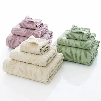 凹凸浮雕割绒提花浴巾外贸跨境全棉方巾毛巾浴巾套装 bath towel - 10