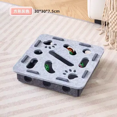 Yavru kedi ve kediler için kedi oyuncağı, kendi kendine eğlence, can sıkıntısı giderici gadget, eğitici labirent, delik delme keçe kutusu, kedi zil topunu alay ediyor. - 8