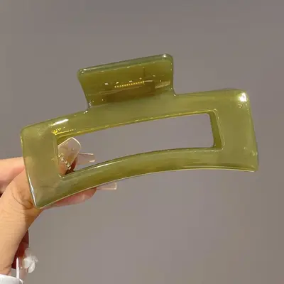 Wholesale factory large transparent square jaw clip summer simple shark clip for back of head with thick hair volume. - 7